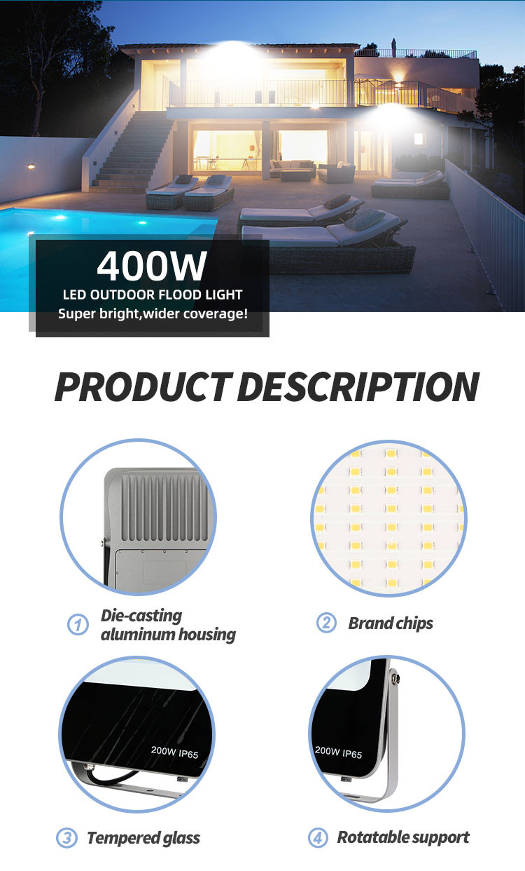 50w 200w Outdoor LED Flood Light Die Cast Aluminium Housing Smd Slim
