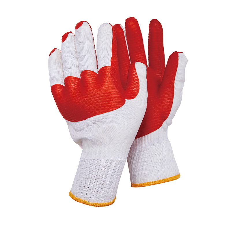 Reinforced Back 10G Knitted Latex Coated Safety Working Gloves for Construction LX22702-Y