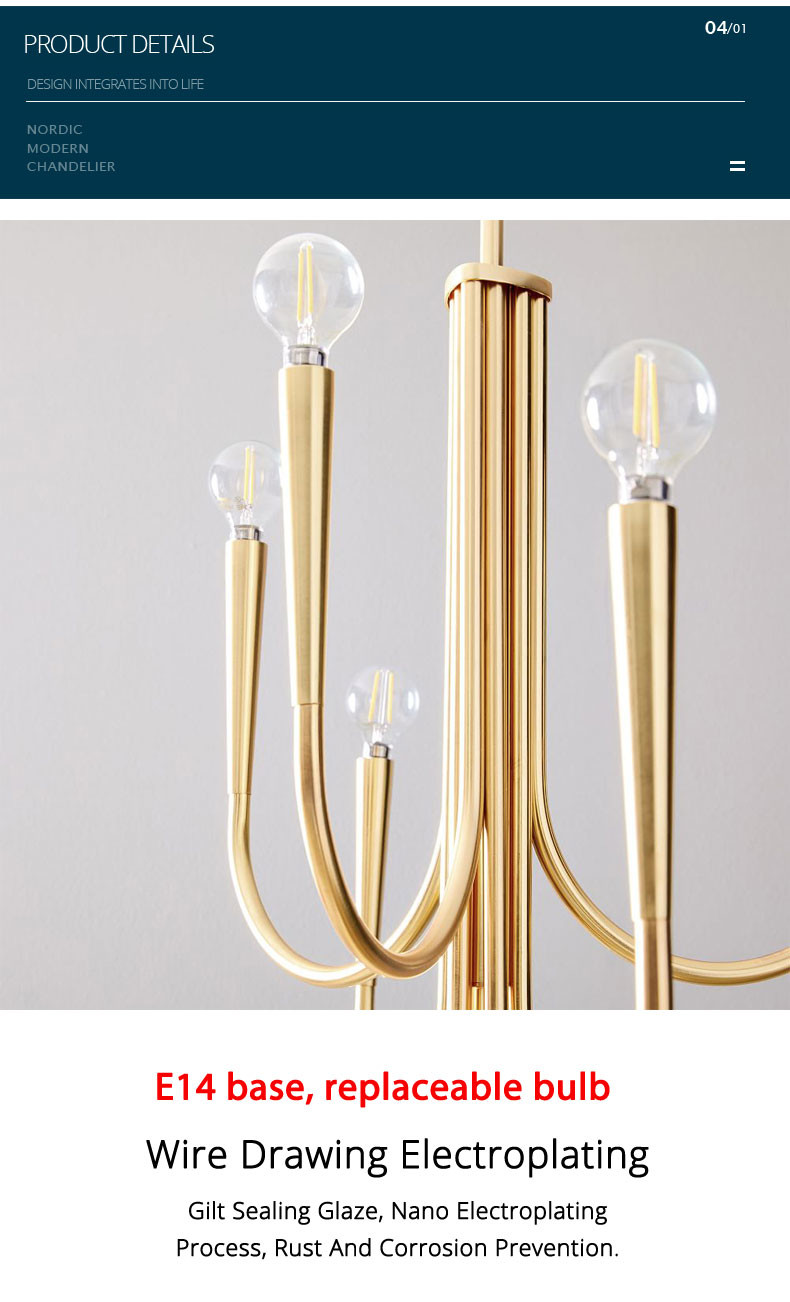 Retro Style Swoop Arm Chandelier Living Room Luxury American pendant lamp best lighting(WH-AP-570)