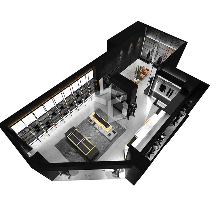 Customized Spay Painted Clothing Shop Display Furniture Garment Store Interior Design Counters Fittings