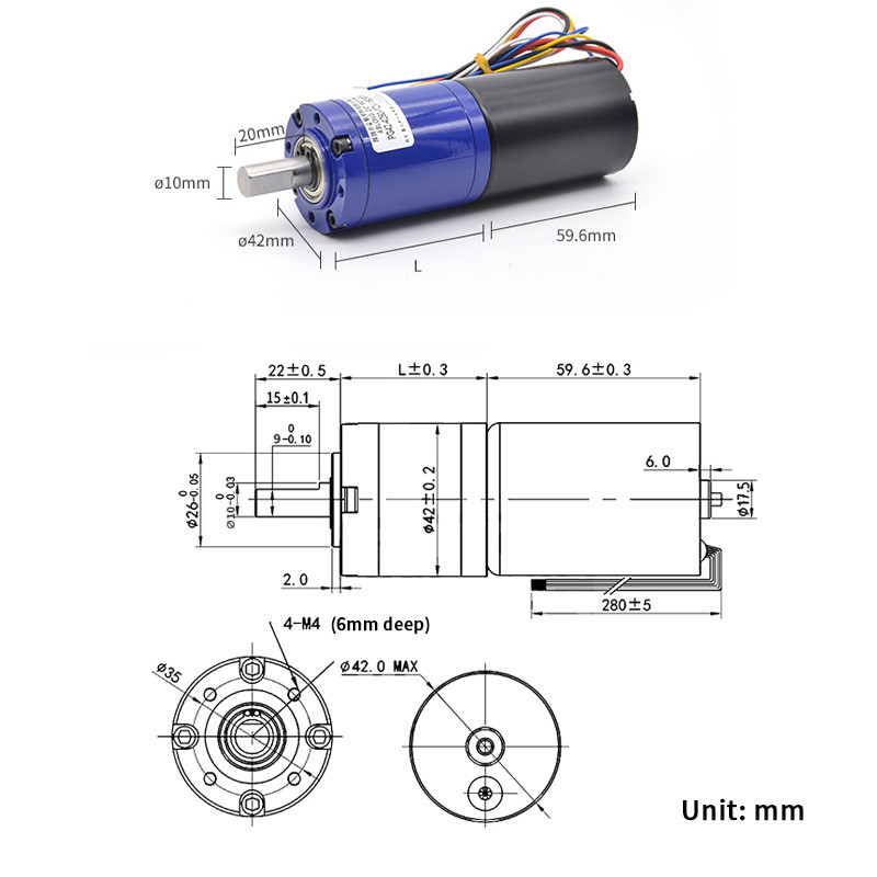 Planetary Motor Brushless PG42-4260 Planetary Gearbox Dc Motor 24v Micro Dc Motor Planetary
