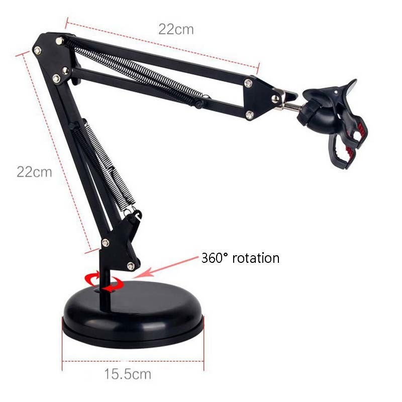 Black Double Springs 22cm Tripod Stand Mobile Holder