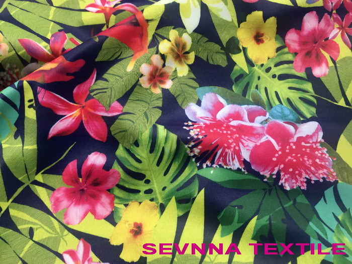 Floral Recycled Swimwear Fabric Eco Repreve Circular Knit Bikini Style