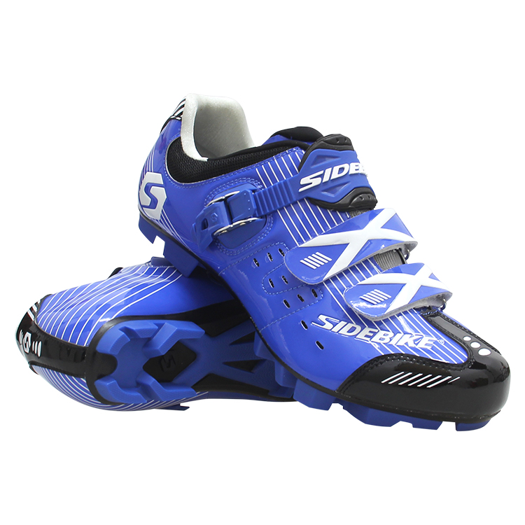 Auto Lock Blue Breathable Cycling Shoes Dirt Resistant Custom D-Iink Buckle