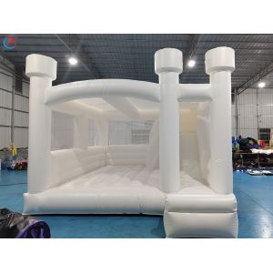 Customized Inflatable White Wedding Bouncy Castle With Slide For Event Party