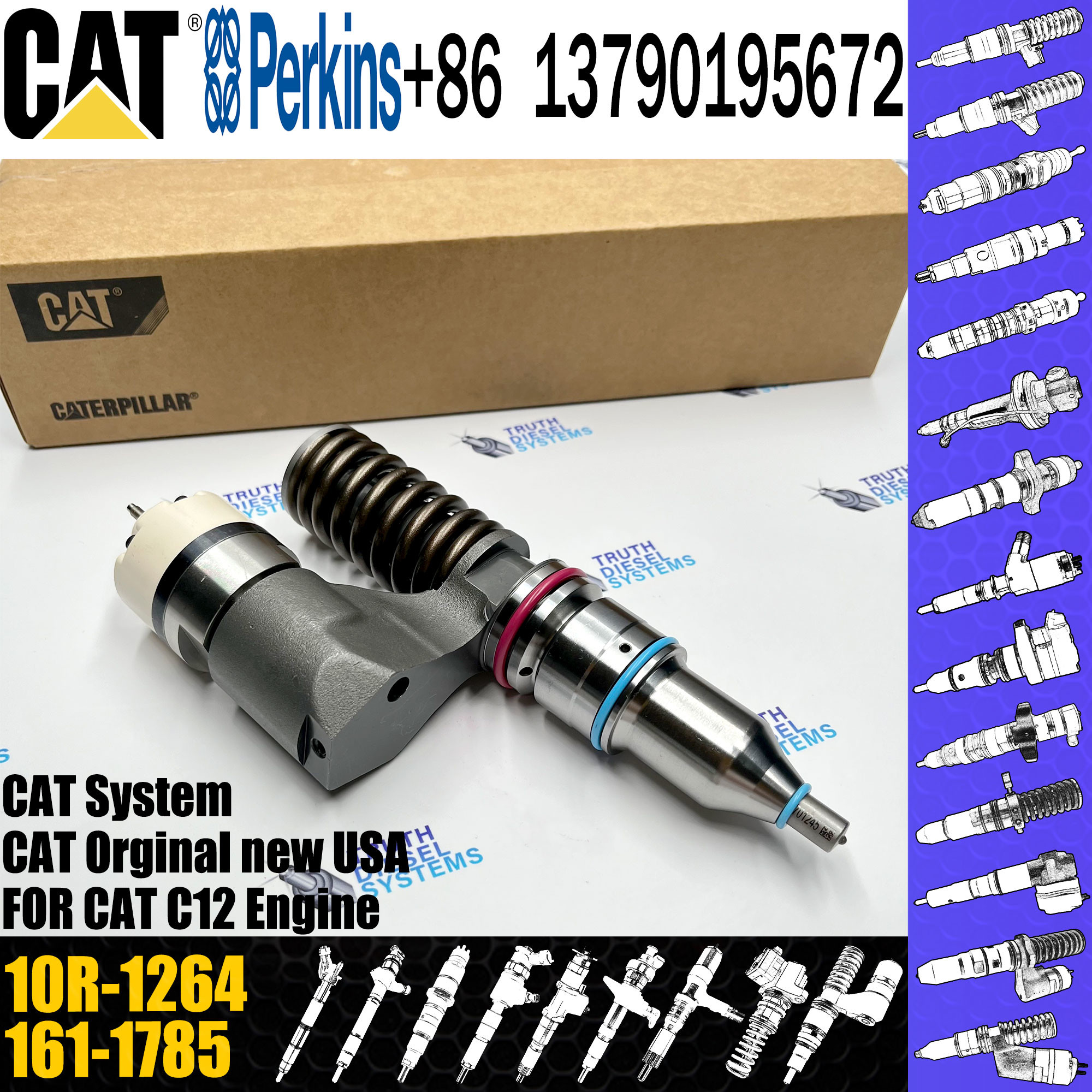 Diesel Fuel Common Rail Injector for Caterpillar Engine C12 187-6549 10R-1264 161-1785 10R-0967 OR-9530 212-3462