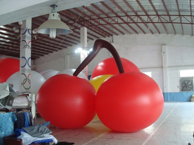 Red PVC 3m High Cherry Shaped Balloons For Trade Fair Display