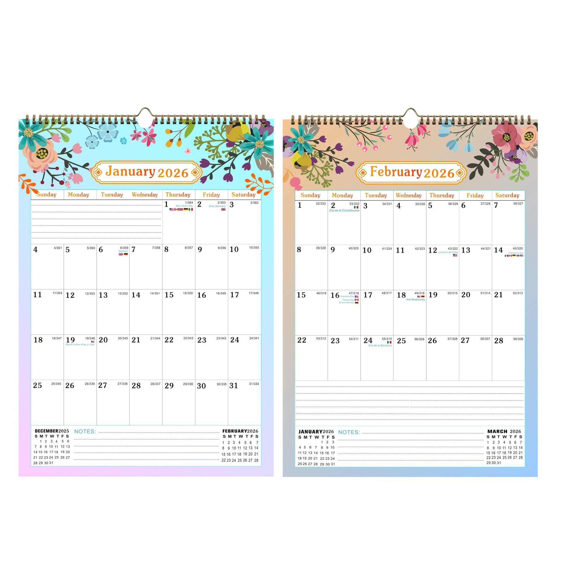 12 Photos Custom Wall Calendar with 1 Calendar Quantity and Retangle Shape