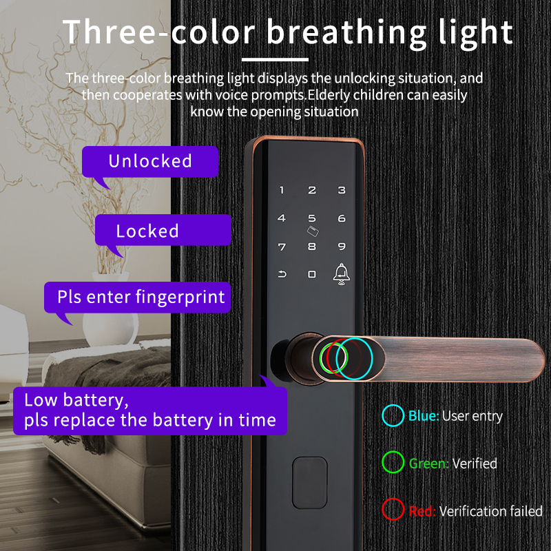 RoHS Tuya Smart Fingerprint Door Lock With Password Memory Card