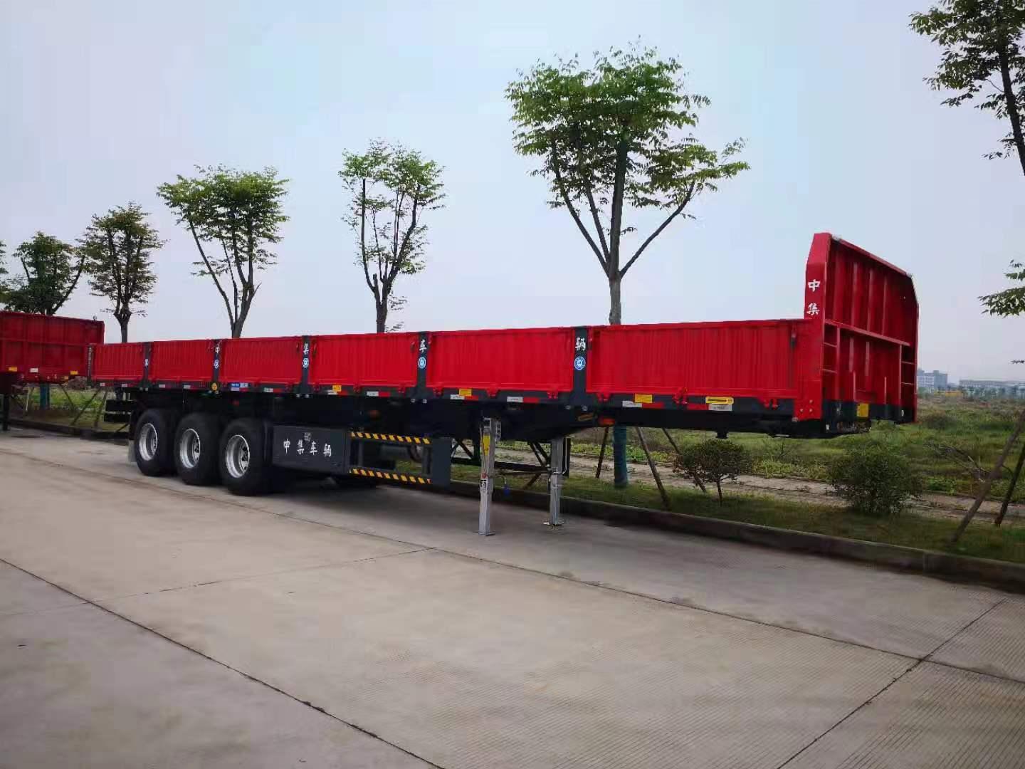 CIMC 3 axle 12400*2610*1550mm customized Design for Timber Coil and Steel Container Haulage Side Column Flatbed Semi Trailer