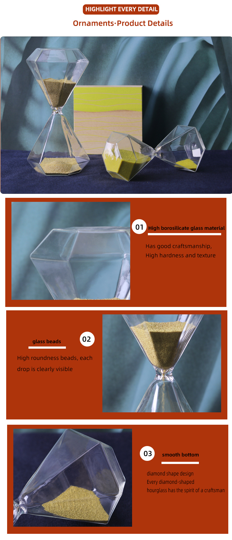 Gold Glass Hourglass 5 Minutes 15 Minutes 30 Minutes Diamond Hour Glass Free Sample