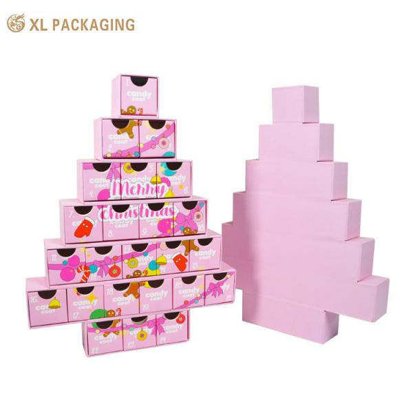 Custom Print Pink Luxury Christmas Beer Advent Countdown Calendar Paper