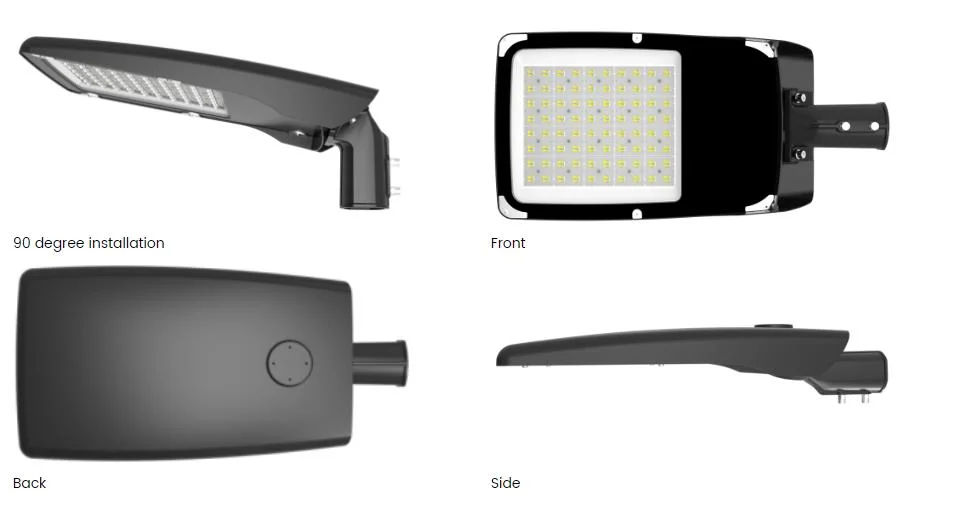 LED Parking Lot Lights with Adjustable Arm Mount Dusk-to-Dawn Photocell Streetlamp