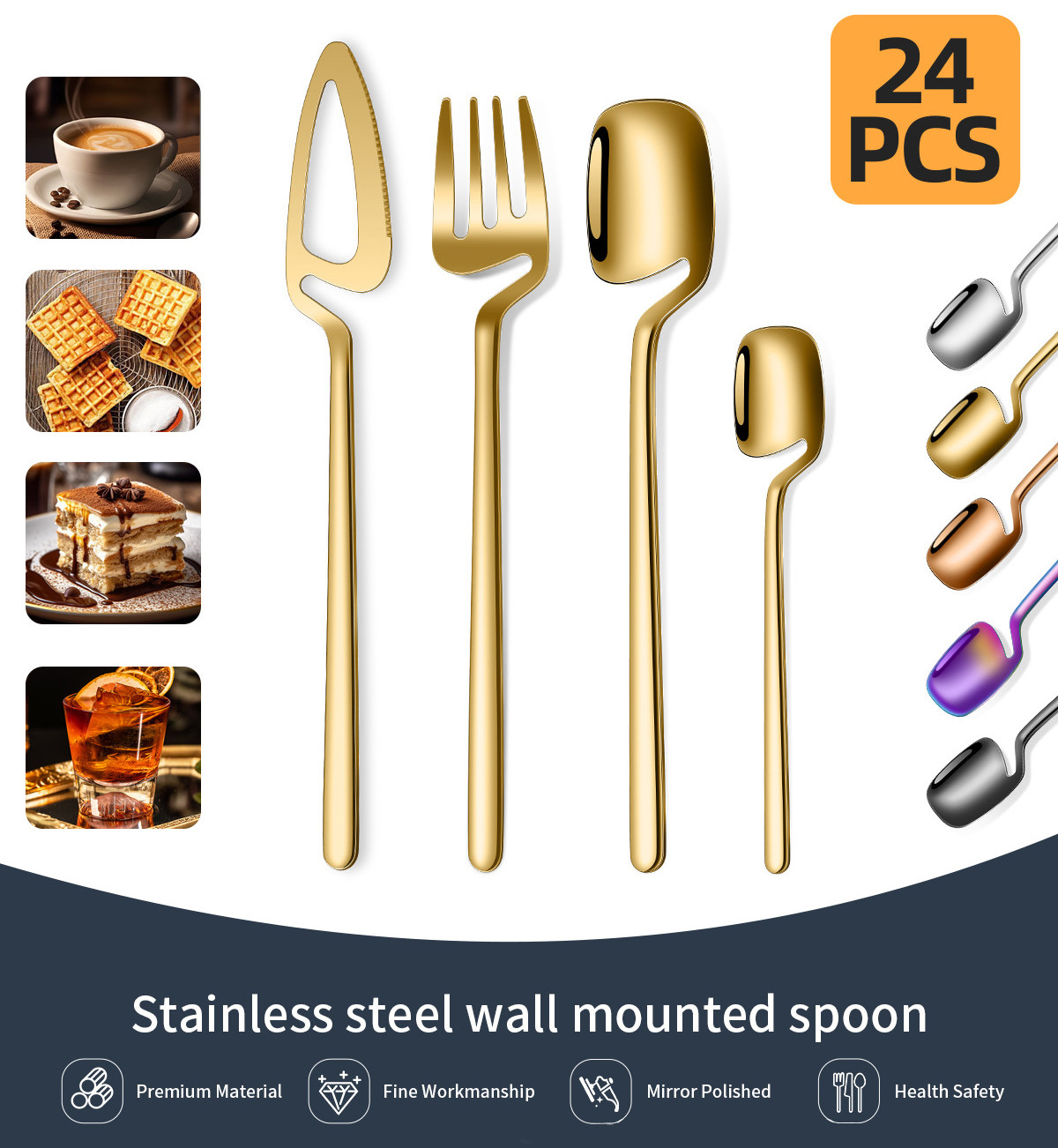 Stainless Steel Cutlery Set 24 Piece Wall-mounted Tableware Set Western Restaurant Hotel Set Gift Box