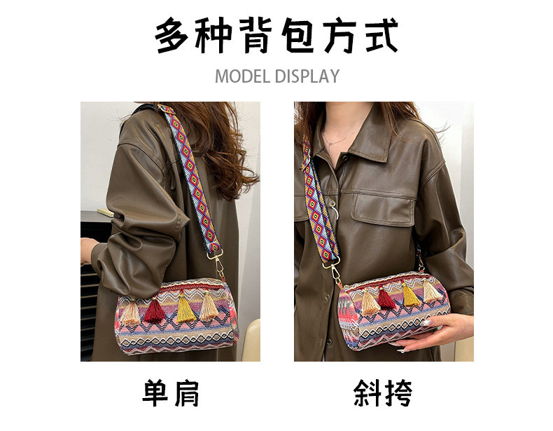 FASHION CHINESE NATIONAL STYLE WIDE SHOULDER STRAP PILLOW BAG CROSSBODY BAG STRIPED SHOULDER BAG WOMEN'S BAG