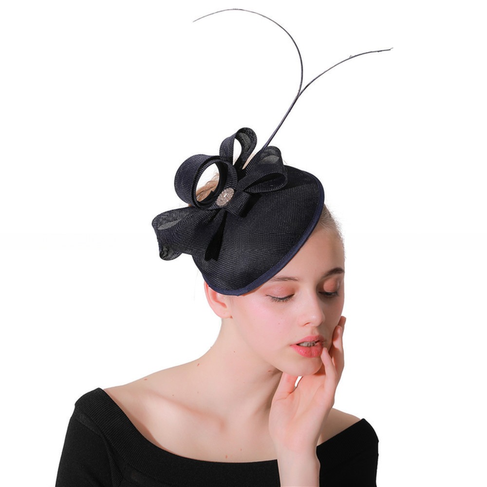 15x30cm Sinamay Base And Feather Fascinator Hat With Dyed Pattern Handmade