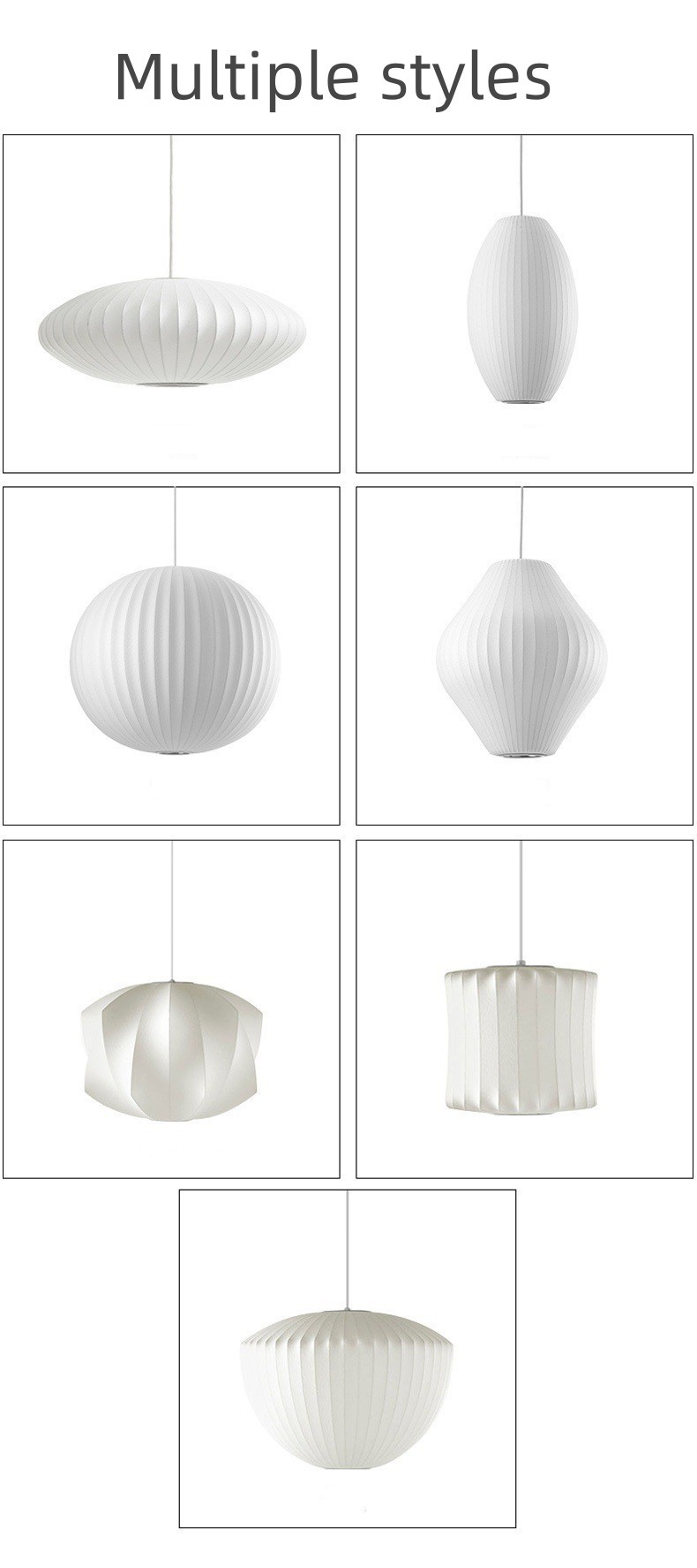 Modern Minimalist Multi Shape Pendant Light Silk Like Nordic Chandelier For Dining Room