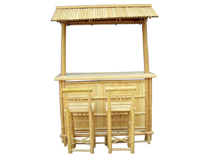 Tiki Bar Patio Outdoor Bar , Bamboo Set , Islander Tiki Bar With Palapa Top And Storage Space For Garden Patio Luau Party Bazaar