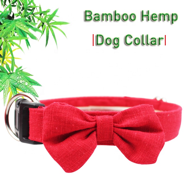 C518 Wholesale Custom Logo Luxury Hand Made Pet Product for Dog Bamboo Hemp Dog Collar
