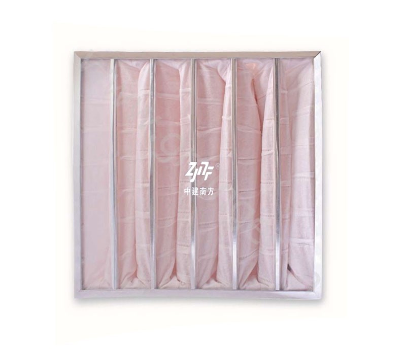 High Dust Collected Efficiency 6 Bag Air Filter , F8 F7 Washable Synthetic Yellow Cotton Air Pocket Filter For Industry