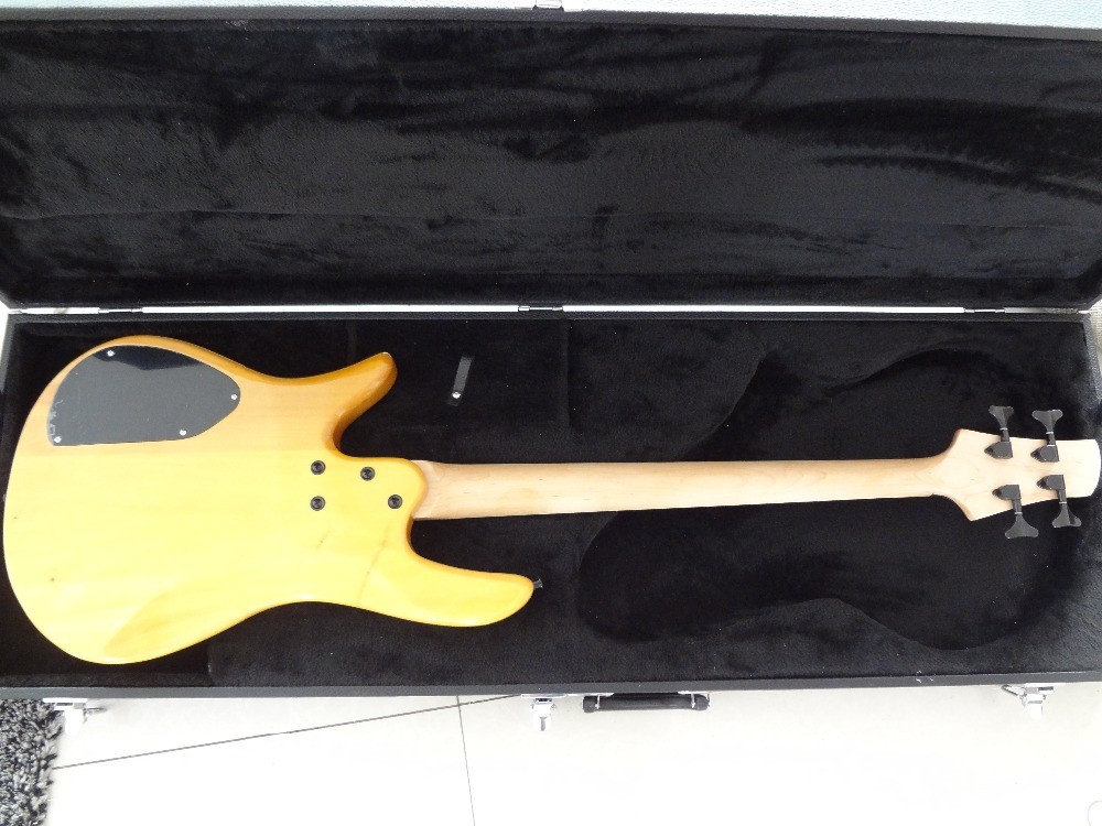 4 string bass guitar Fodera custom bass guitar Alder with flamed maple top Taiji design body MOP inlay logo