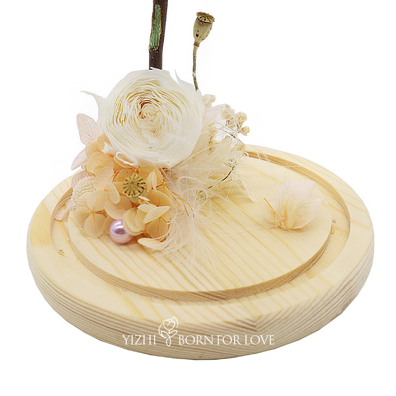 Upscale Dia7-8CM Preserved Rose Glass Dome For Home Decoration