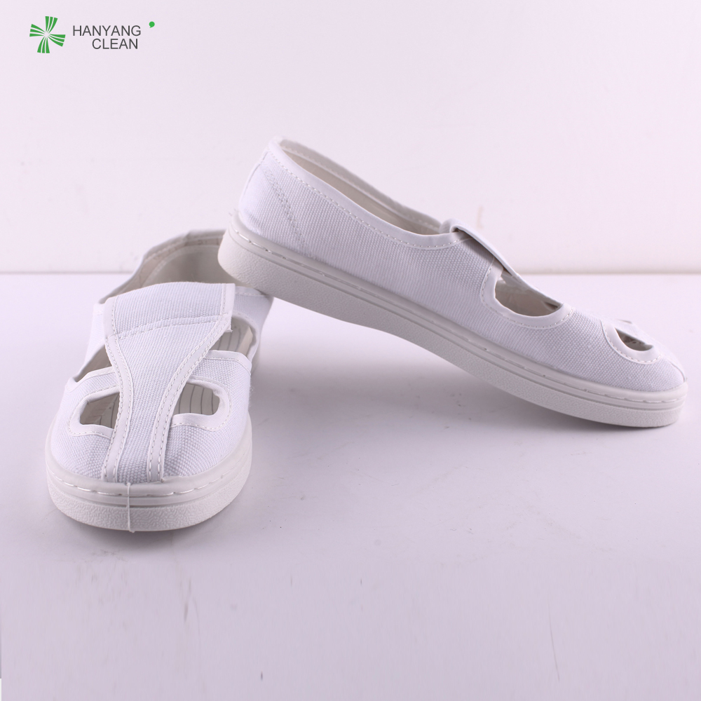 Cleanroom Gender Anti Static Shoes With Four Hole And Canvas Upper