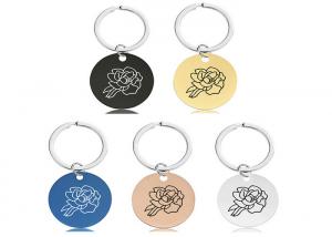  Stainless KeyKey chain pendant Month flower birthday holiday gift engraved metal key chain logo words Manufactures