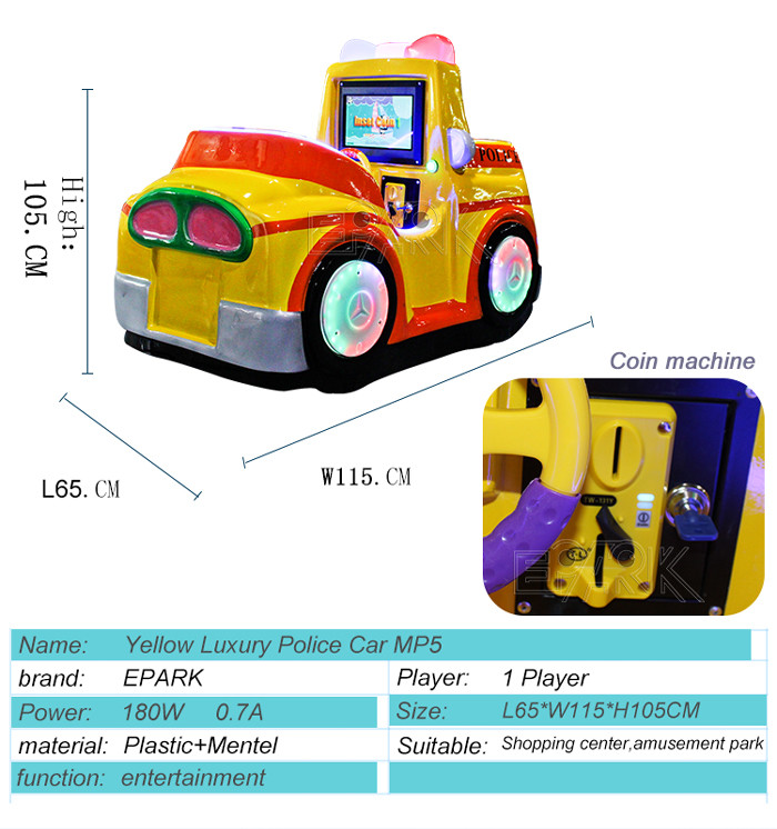 Fiber Glass Luxury Yellow Police rocking car kids machine coin kiddie ride swing on toys for children