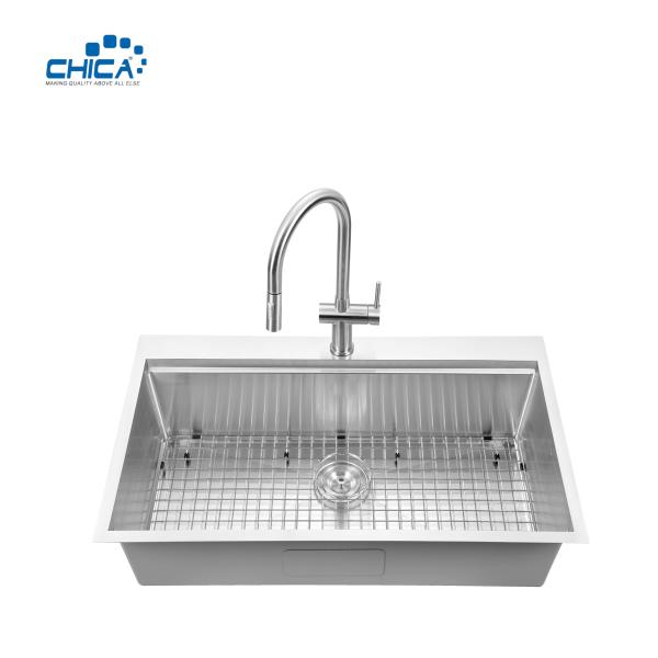 33x22x10 single bowl SUS304 stainless steel commercial topmount handmade house
