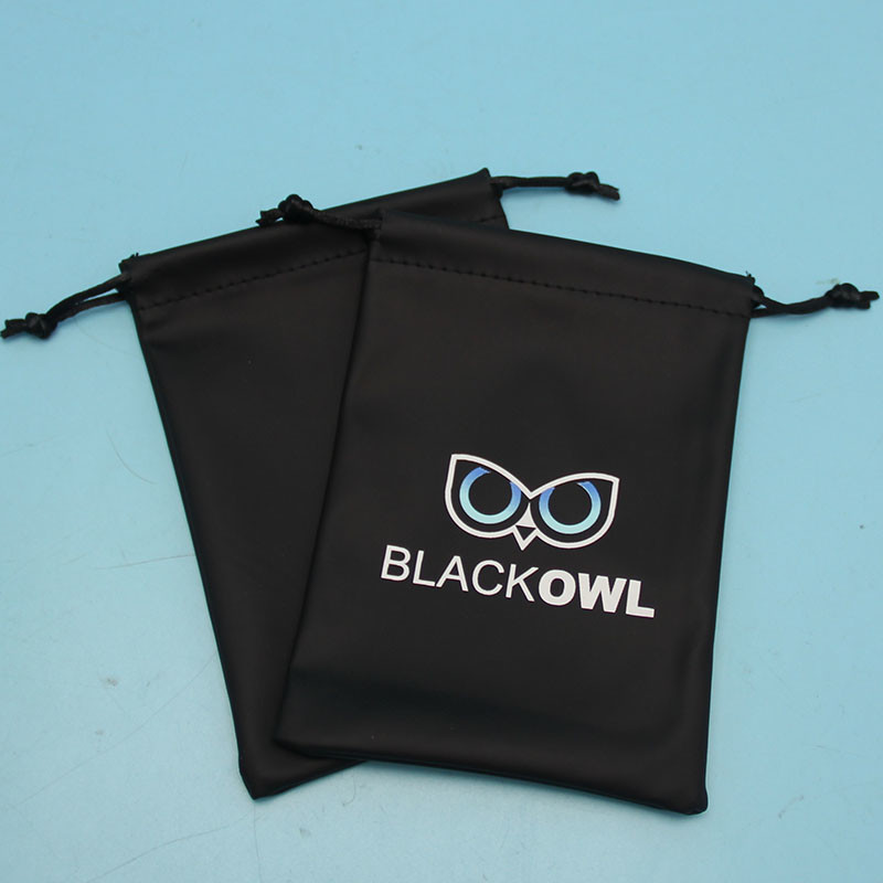 Durable Waterproof Pu Packaging Drawstring Bag For Glass Custom Logo Printing