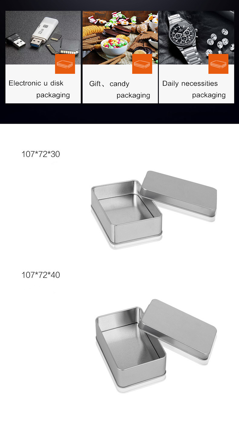 Antirust Lightweight Printed Tin Boxes With Hinged Lid Multipurpose
