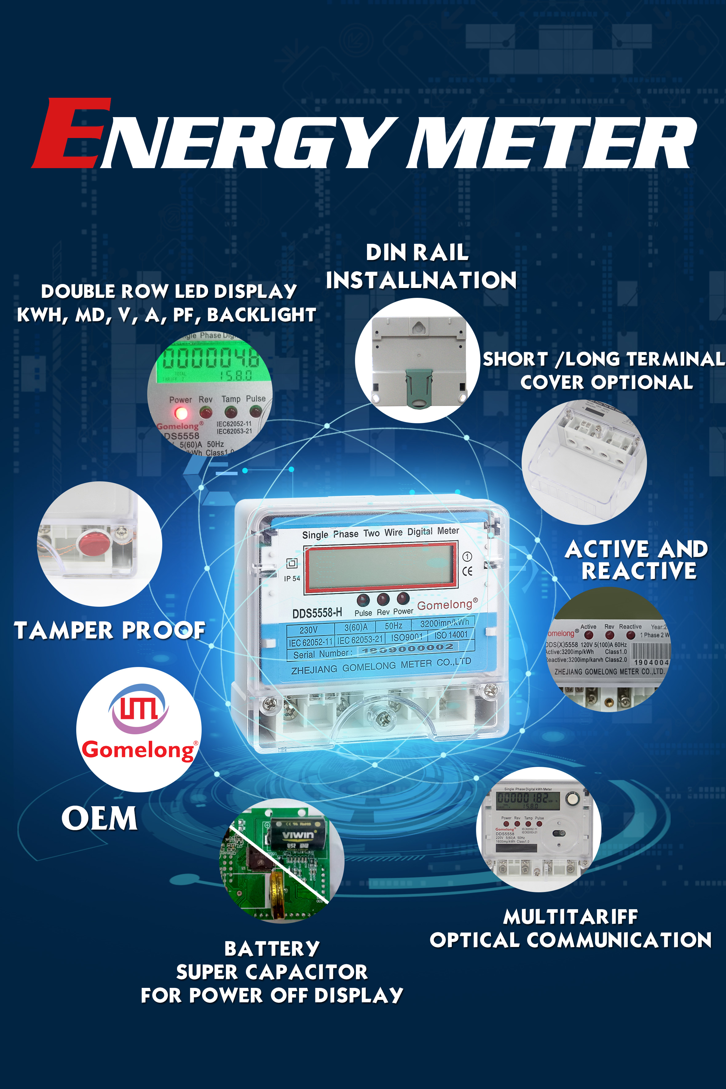 2022 New Design Smart Single Phase Digital Watt Energy Meter