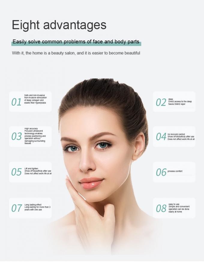 Simultaneous Vertical HIFU Face and Body Contouring Beauty Machine with Adjustable Energy