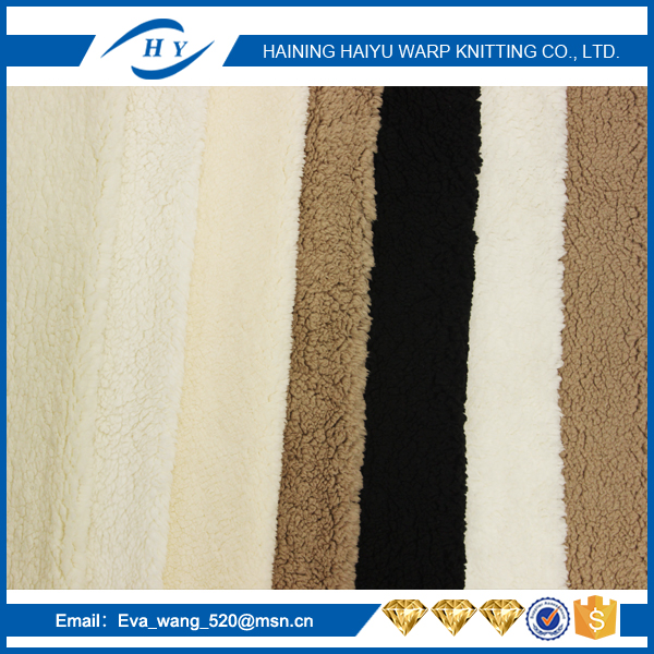 100 Polyester Sherpa Fur Fabric Anti - Static 160gsm~360gsm Gram