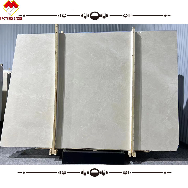 Light Beige Marble Wall Panel and Marble Carving Column for Modern Background Display