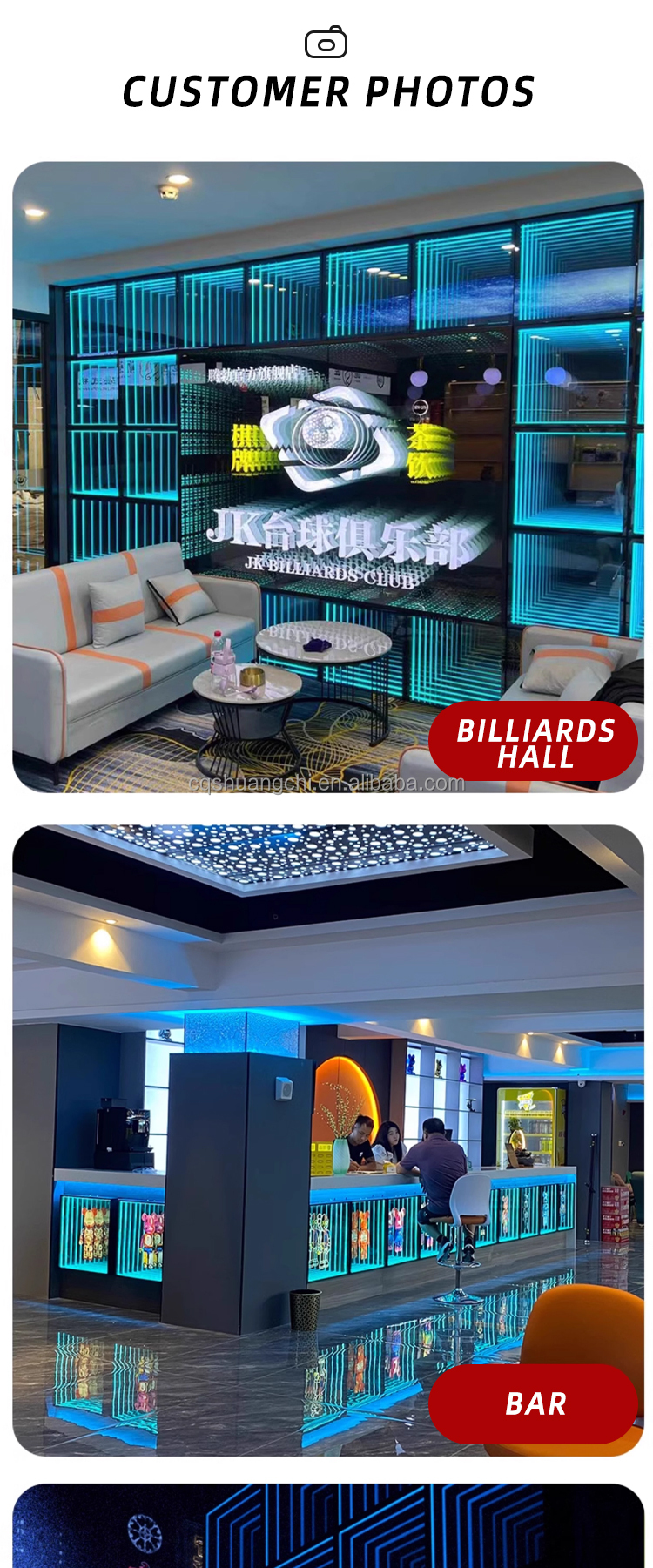 Customized 3D Hologram Fan Infinity LED Mirrors with 300000 Hours Working Lifetime