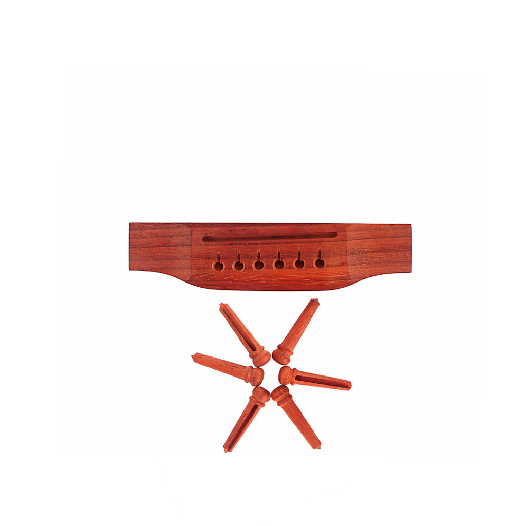 Red Rosewood Guitar Bridge Blank Pins And Saddle 6 String Replacement