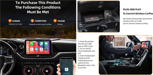 Mini Wireless Apple CarPlay Adapter ROhs Wireless CarPlay Dongle