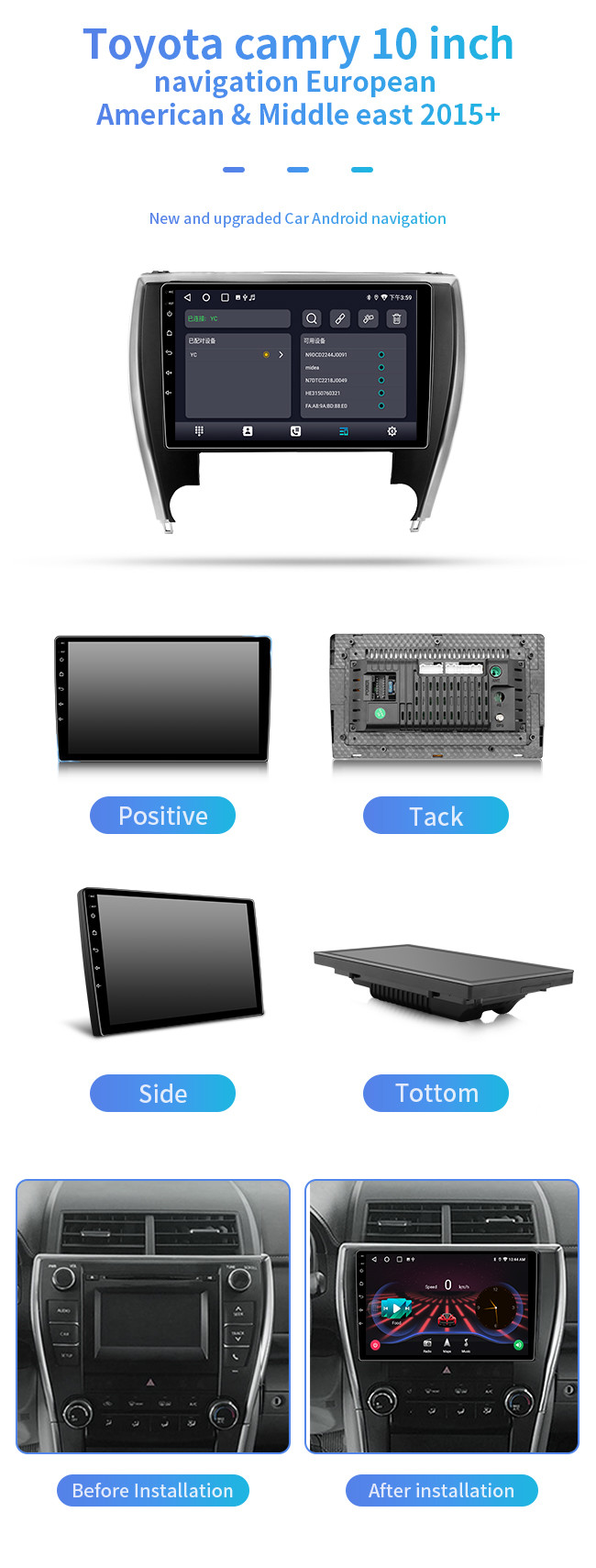 Touch Screen Car Dvd Player For Toyota Camry European American With USB GPS Navigation Spotify Car Radio