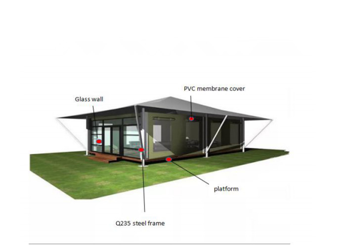 Q235 Steel Structure Luxury Glamping Tents Membrane Structure Architecture