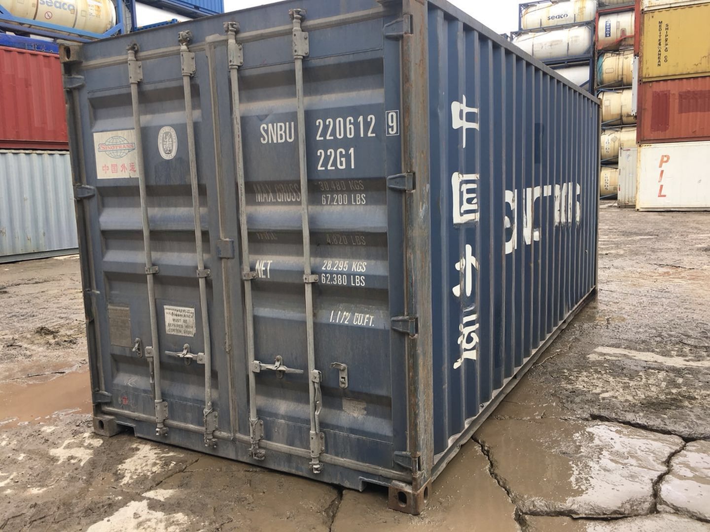 Chinese Stock Cargo Worthy 20ft Used Shipping Containers Internal Dimensions 5.899 x 2.352 x 2.393M 10 Years Around