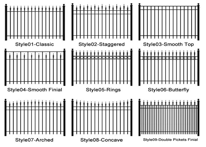 Antique Steel Wall Mounted Garden Fence High Tensile Security Square Tube Iron Fence