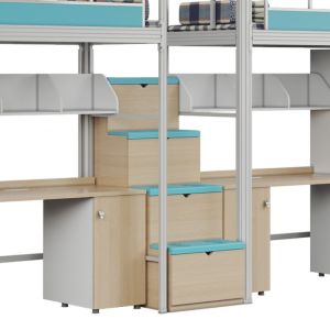 Support customization Spacious Capsule Bunk Bed with a curtain frame and staris