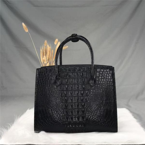 Authentic Crocodile Skin Women Black Totes Purse Genuine Alligator Leather Lady