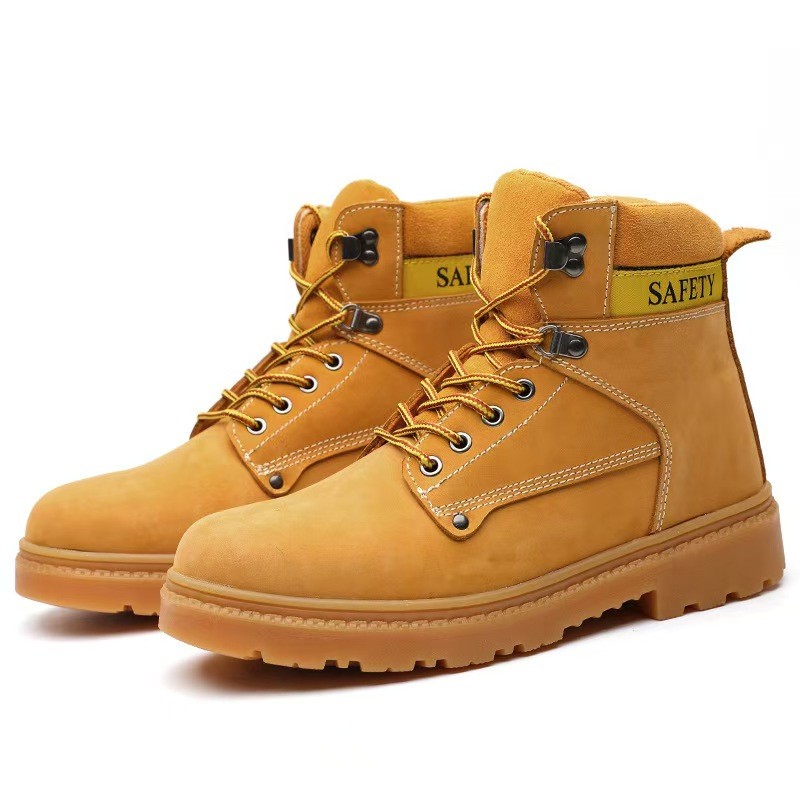Lightweight Style Martin Boots Yellow Black High Top Work Boots For Men