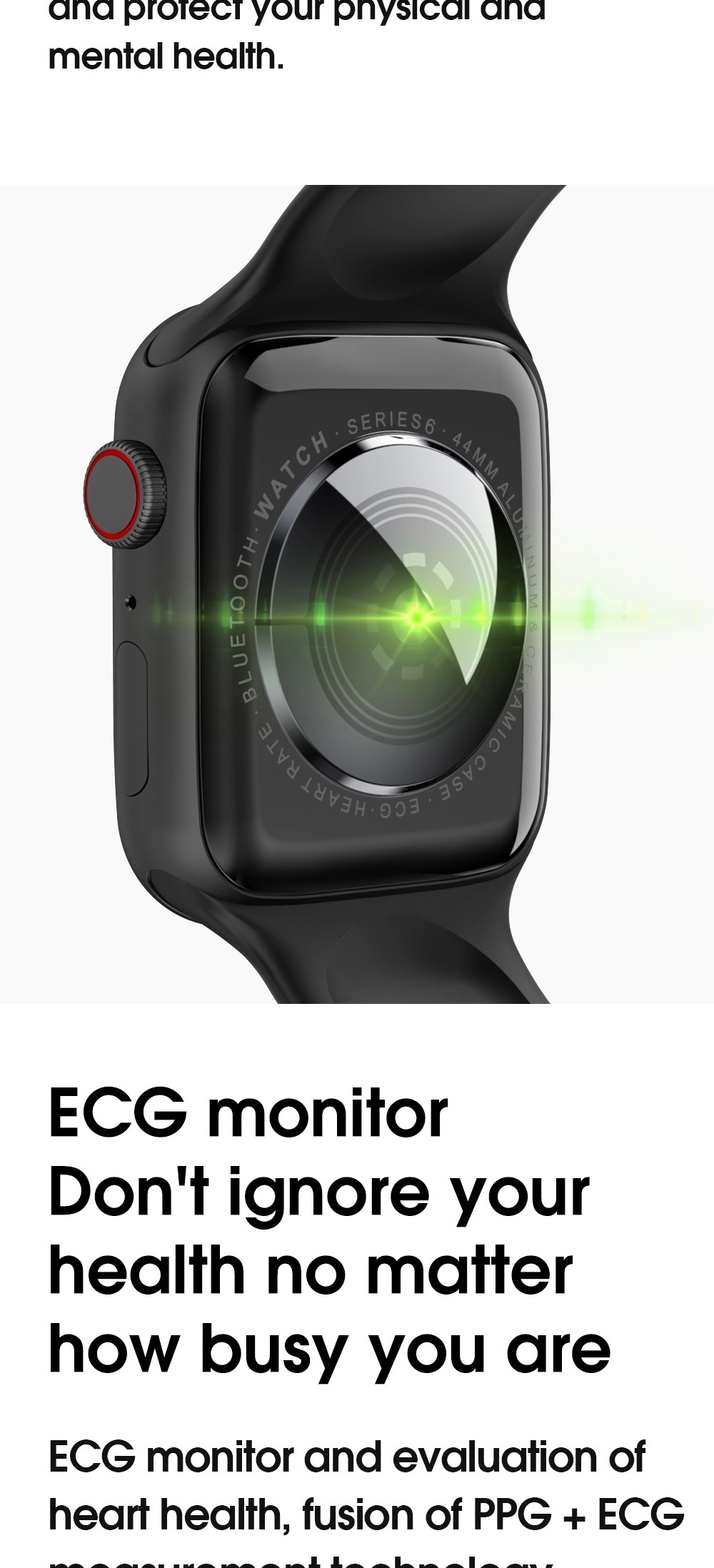 Wireless Charging IP68 1.75inch Waterproof Heart Rate Smartwatch