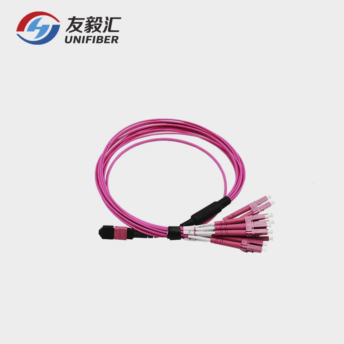 8 Fiber OM4 MPO To 4xLC Fiber Breakout Cable 3.0mm Diameter 5m Violet Color
