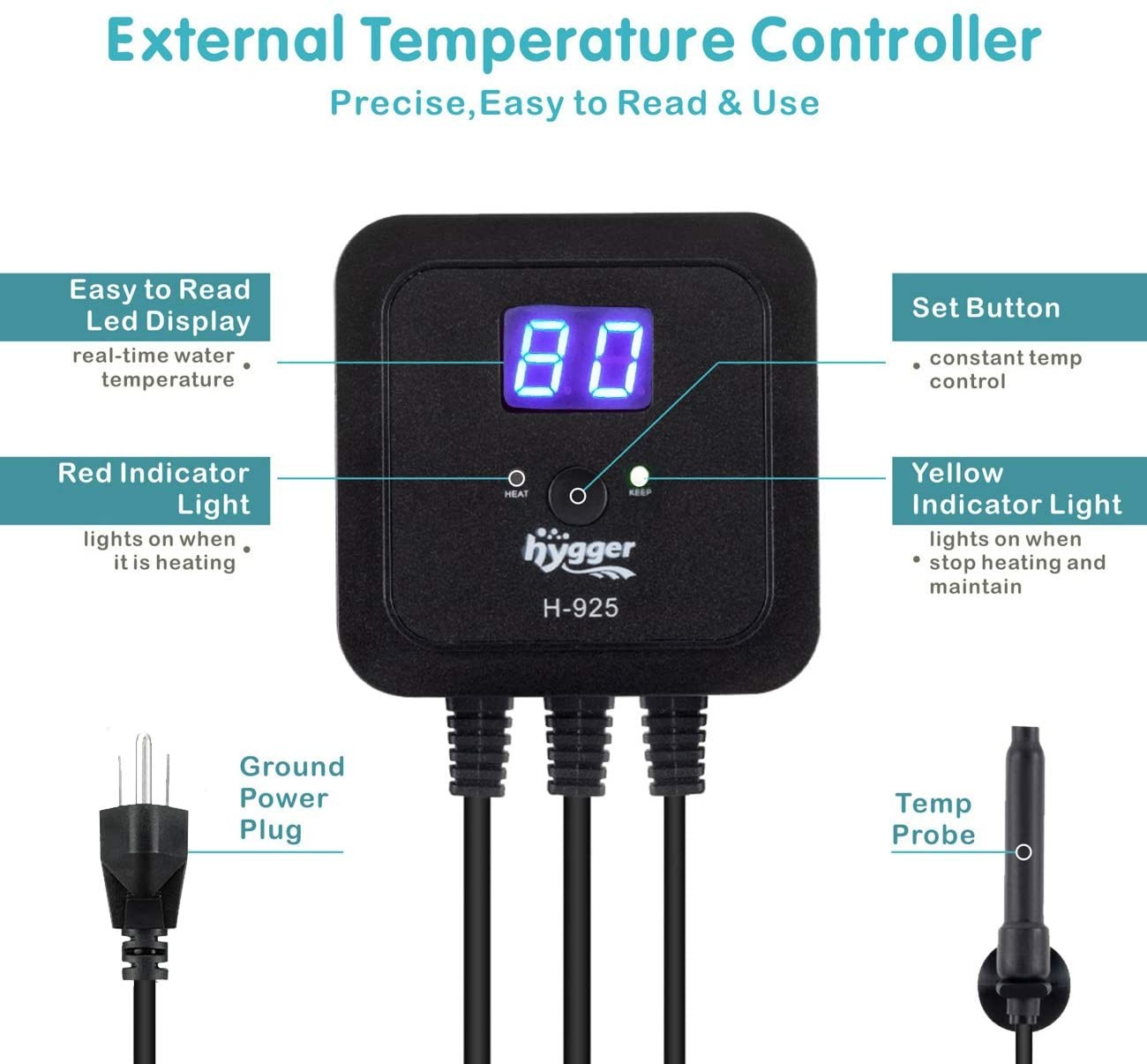 300W Submersible Electronic Aquarium Heater With Temp Controller