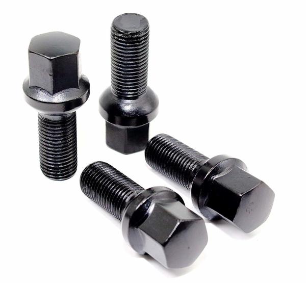 Ball Seat R12 Black Wheel Bolts For Mercedes Audi 10.9 Grade Heat Treated Steel